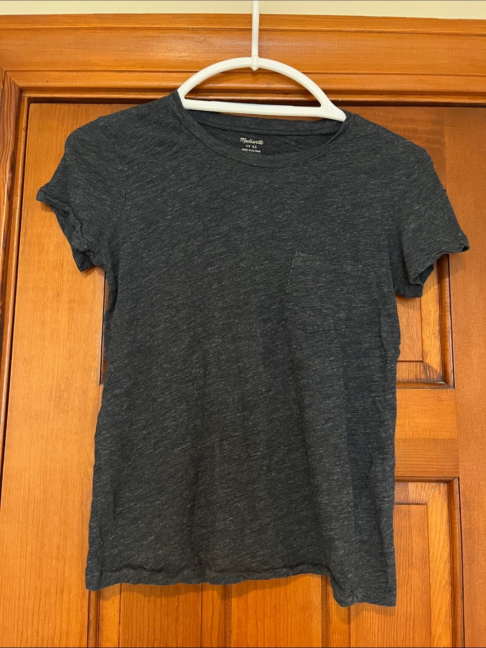 Madewell Heathered Navy Blue Cotton Single Stitch Slim Pocket Tee sz XS